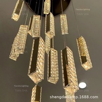 Lustre LED moderne en cristal et acier inoxydable pour salon, escalier, villa duplex, éclairage ouvert de luxe à double étage