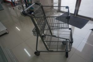 <span class=keywords><strong>Double</strong></span> panier de supermarché style européen, chariot de courses de haute qualité, vente en gros - Product Image 4