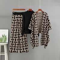 Ensemble Deux Pièces Personnalisé Femme Cardigan Tricoté Pull Châle Pantalon Long Ample Fournisseur Vêtements