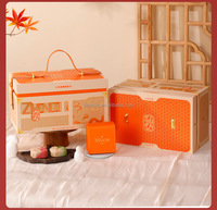 Boîte cadeau en carton double couche personnalisée pour bouteilles de vin rouge Mooncakes avec doublure en éponge à poignée impression par stratification mate