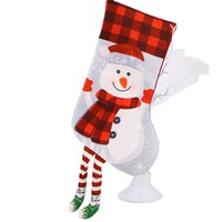 Chaussettes de Noël transfrontalières, chaussettes en peluche, pendentifs de Noël bonhomme de neige et renne à carreaux rouges et noirs, pour le shopping