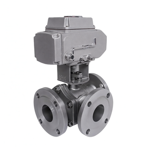 Vanne à bille électrique COVNA Hk60-Q-TF DN80 3 pouces 3 voies à port en L 24V CC en acier inoxydable CF8M type bride motorisée - Product Image 1