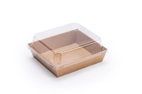 Boîte à gâteaux personnalisée Sandwich Hamburger Rectangle pain carré Hot Dog papier Kraft avec couvercle en plastique transparent emballage alimentaire jetable