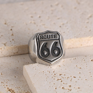 Route 66 <b>Ring</b> Men's Shield Shape Steel <b>Titanium</b> Jewelry Gift SA783 - Product Image 3
