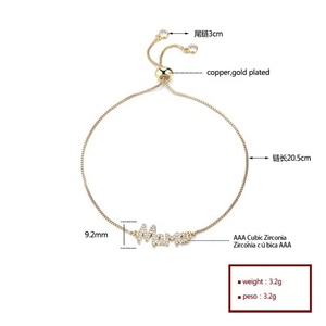 กำไลข้อมือแฟชั่นประดับเพชรคิวบิกเซอร์โคเนียแบบดึง-ดัน ชุบทอง 18K สำหรับผู้หญิงและคู่รัก ขายส่ง - Product Image 6