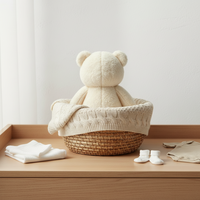 Ours en peluche moelleux couleur crème, cadeau d'anniversaire, conception durable bien cousue, rembourrage en polyester et coton PP, brodé, service OEM ODM