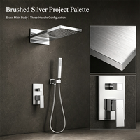 Système de douche cascade encastré mural complet en laiton pour salle de bain avec robinet d'eau chaude