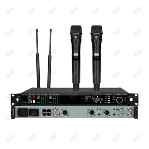 Sistema de Micrófono Inalámbrico de 2 Canales EIF AD4D-3 con Micrófono de Solapa/Auricular y Conector XLR Metálico para Escenario - Product Image 2