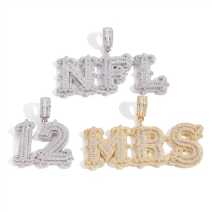 <span class=keywords><strong>Collier</strong></span> avec initiale en majuscule, chaîne cubaine, bijoux personnalisés pour femmes et hommes, plaqué or avec pierre en zircon - Product Image 5