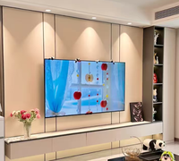 Panneaux muraux décoratifs en placage de bois européen personnalisables, haute brillance, imperméables, pour fond de télévision, design d'hôtel/de centre commercial, design graphique