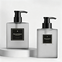 Flacon carré en PETG givré 350 ml 400 ml avec pompe distributrice et impression UV pour soins de la peau, shampoing, gel douche, emballage personnalisé