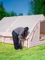 Tenda Camping Keluarga Ganda Tiup dari Kain Oxford Portabel, Tahan Sinar Matahari, Tahan Hujan, Tahan Angin, dan Tahan Kelembapan