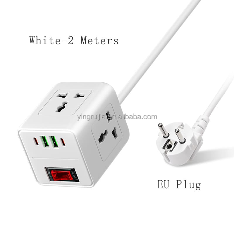 Blanco 2 metros-enchufe universal-enchufe de la UE