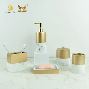 Altın ve mermer reçine banyo aksesuarı ev dekorasyon banyo aksesuarları reçine banyo aksesuarları