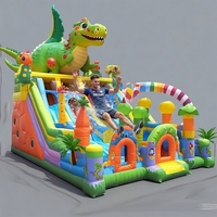 Château gonflable géant sur le thème des dinosaures, marque Dacheng, modèle DC-11, utilisation intérieure/extérieure, capacité de 30 personnes, bâche en PVC de 0,55 mm