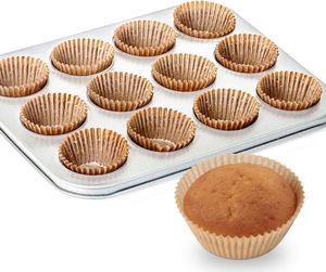 Moules à muffins en papier brun et blanc de 6 cm, 9 cm, 11 cm, mini-cupcakes au chocolat, résistants à la graisse, jetables, compatibles micro-ondes - Product Image 3