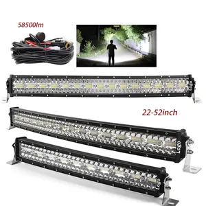 Bán Buôn E-mark CE 12V 24V 3 Row LED Driving Light Bar 9D 936 Wát 780 Wát Offroad Lightbar Cong 22Inch 32 42 52 Inch LED Light Bar