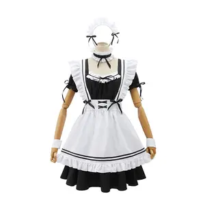 Amine Black Cute Lolita French Maid Cosplay Costume Dress Girls Woman Waitress Maid Party Stage Costumes ecoparty