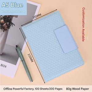 Carnet d'affaires à couverture rigide en similicuir à motif tissé créatif, boucle à carreaux, 100 feuilles, cadeau d'entreprise, carnet de notes - Product Image 4