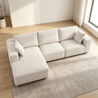 Canapé modulaire en forme de L convertible 3 places avec assise profonde en mousse à mémoire de forme compressée, livré en boîte
