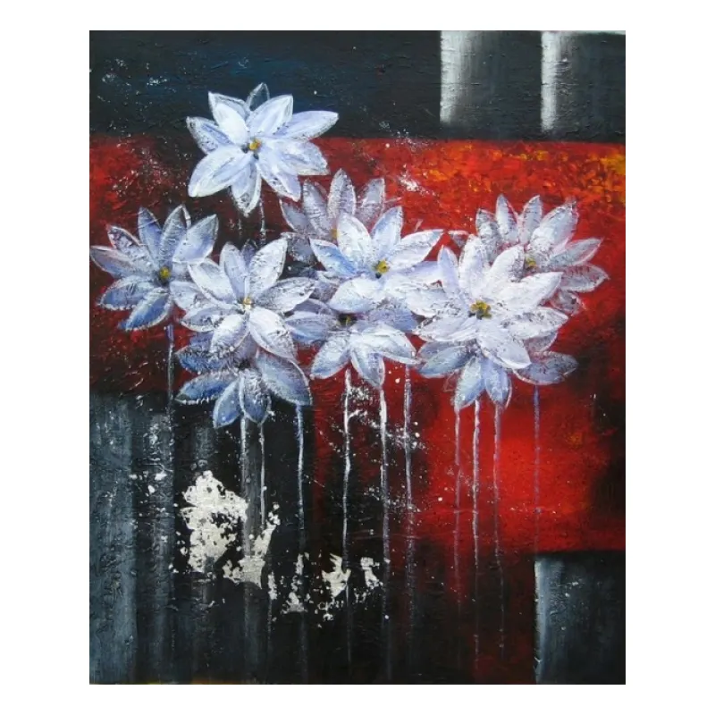 Flower Oil Painting Little Flowers on Canvas Customised Nor Printing Woman Red White Wall Art Decor Abstract Oil Canvas Painting