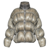 Doudoune surdimensionnée chaude d'hiver pour hommes finition technologique brillante imperméable manteau de ballon décontracté remplissage de plumes longues froncé