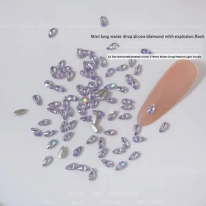 Bijoux pour ongles en zircon <span class=keywords><strong>goutte</strong></span> <span class=keywords><strong>d</strong></span>'<span class=keywords><strong>eau</strong></span> dorée, automne-hiver, mini bord inversé scintillant, fond plat long, perceuse à ongles - Product Image 6