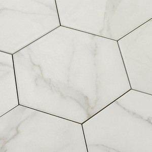 Piastrella Esagonale in Marmo Calacatta 19,8 X 22,8 Cm Finitura Opaca Bordi Irregolari Spessore 10 Mm - Product Image 4