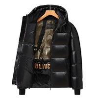 Blouson bomber court à capuche en duvet noir or, streetwear, fermeture éclair, unisexe, épaissi, chaud, veste pour homme et femme, hiver, extérieur