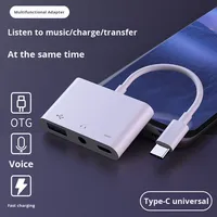 Adaptador y Hub USB-C 3 en 1 al por mayor OEM con puerto USB 3.0, conector de audio AUX, carga rápida OTG para teléfonos móviles