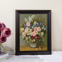 Peintures de paysages européens, fleurs, art mural vintage, cadre en bois, décoration murale de luxe pour mariage, toile, décoration intérieure