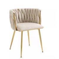 Chaises rondes de salle à manger, siège élégant, moderne, à cadre doré, avec rembourrage en velours, vente en gros,