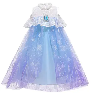 Vestidos de princesa frozen elsa para meninas, vestidos infantis de princesa frozen e com estampa de neve, 2-12 anos de idade, 2022