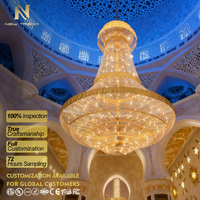 Lustre LED en cristal de style arabe sur mesure pour mosquée, hall de prière