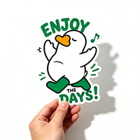 Pegatina de vinilo personalizada con logo, calcomanía de vinilo de pato con contorno audaz de dibujos animados, impermeable, autoadhesiva, troquelada individualmente.