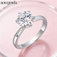 Bague en Moissanite 1 carat, Fiançailles, Argent Sterling 925, Classique 6 griffes, D VVS1, Bijoux d'Anniversaire et de Mariage pour Femme