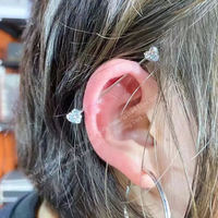 트렌디 한 1PCS 스테인레스 스틸 지르콘 산업 바벨 반지 threatless 푸시 바벨 핀 젖꼭지 헬릭스 귀 피어싱 쥬얼리