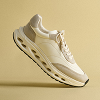 Chaussures Chunky Rétro pour Hommes, Fabriquées à la Main en Cuir Véritable, Respirantes, Blanches, à Semelle Épaisse, Polyvalentes, Décontractées et Sportives