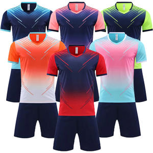 Seragam Tim Sepak Bola Dewasa Pria, Set Jersey Lengan Pendek Kerah Tegak Polos 100% Poliester, Cetak Transfer Panas Lei Sheng - Product Image 1