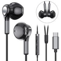 Écouteurs filaires stéréo HiFi Type-C intra-auriculaires avec micro et contrôle du volume pour smartphones Android, ordinateurs portables et tablettes
