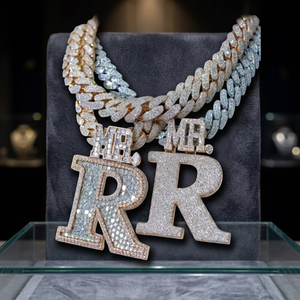 จี้รูปตัวอักษร Mr. R ประดับโมอิสซาไนต์ ทอง 18K ชุบทอง สไตล์ฮิปฮอป สำหรับผู้ชาย - Product Image 1