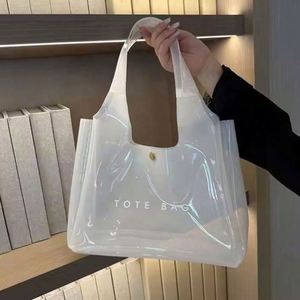 New Fashion Customized PVC Tote <b>Bag</b> with Snap Button Transparent Shoulder Beach Tote for Shopping Promotion Item - Product Image 1