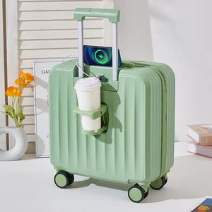 Lightweight Luxury Folding Cup Holder <b>Suitcase</b> <b>Cabin</b> Trolley <b>4</b> <b>Wheels</b> ABS Spinner Classic Style for Travel Luggage Wholesale - Product Image 4