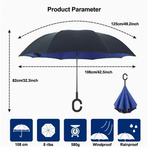 Parapluie inversé manuel personnalisé de 24 pouces, double couche, réversible, coupe-vent, pliable, avec poignée en C - Product Image 3