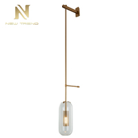 Décoration d'intérieur de style minimaliste Applique murale à led en fer couleur laiton antique avec couvercle en verre