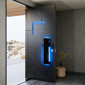 <span class=keywords><strong>Porte</strong></span> <span class=keywords><strong>d</strong></span>'<span class=keywords><strong>entrée</strong></span> pivotante moderne de luxe au design américain 3D, en <span class=keywords><strong>bois</strong></span> et <span class=keywords><strong>aluminium</strong></span>, pour villa, avec sécurité renforcée - Product Image 5