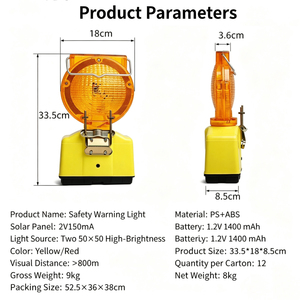 Feux de signalisation clignotants <span class=keywords><strong>LED</strong></span> jaunes solaires en ABS, installation portable, utilisation 24h/24 pour le contrôle du trafic et la construction routière - Product Image 5