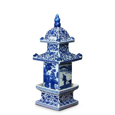 Jingdezhen decoraciones para el hogar cerámica personalizada antigua Ming y Qing dinastía cuadrada exquisita pagoda de cerámica para la venta