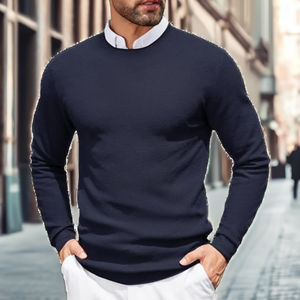 Pull en maille de luxe anti-rides et anti-rétrécissement pour homme, coupe ajustée, design polyvalent et confortable pour l'automne et l'hiver - Product Image 2