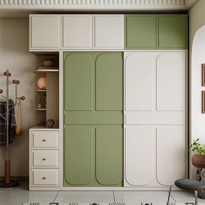 <span class=keywords><strong>Armario</strong></span> Moderno de Estilo Francés con Puertas Abatibles, Color Verde Aguacate, 2 Puertas, Ecológico, con Cajones Laterales, Estantes Abiertos, Ahorra Espacio, para Dormitorio - Product Image 1
